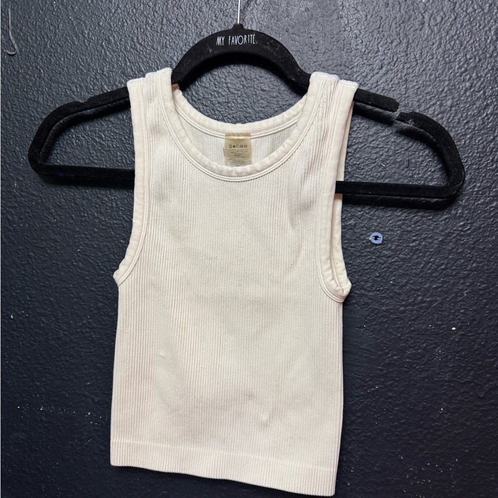 Women’s Sunday Best Cream Ribbed Tank Top Size XS